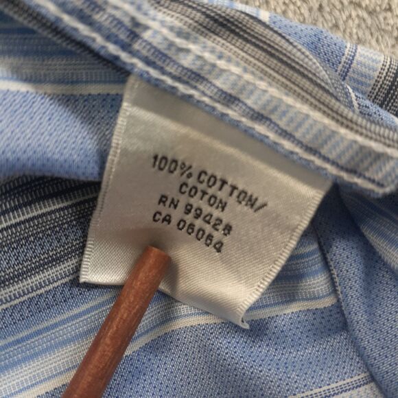 Bugatchi Uomo Mens Button Down Shirts Blue White Striped Flip Cuffs Size L - Picture 4 of 12